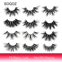 SOQOZ 25mm Eyelashes 3D Mink False Eyelashes Fluffy Long Crisscross Lashes Volume Cruelty Free Makeup False Eyelash 70 Pairs