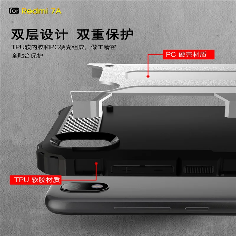 For Xiaomi CC9 A3 Lite Redmi 7A Case Shockproof Armor Rubber Hard PC Phone Bumper Back Cover CC9E for note 7 |