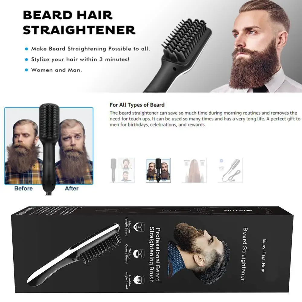 Многофункциональный мужской быстрый выпрямитель для бороды расческа волос
