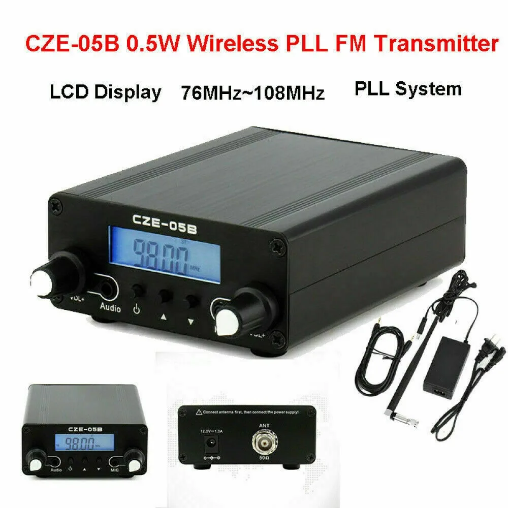CZE 05B Беспроводная вещательная система FM стерео передатчик 12V PLL BNC Тип антенна