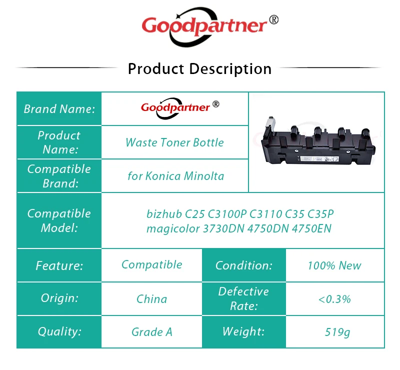 1 шт. x A1AU0Y3 A1AU0Y1 контейнер для бутылок с тонером Konica Minolta bizhub C25 C3100P C3110 C35 C35P magicolor 3730