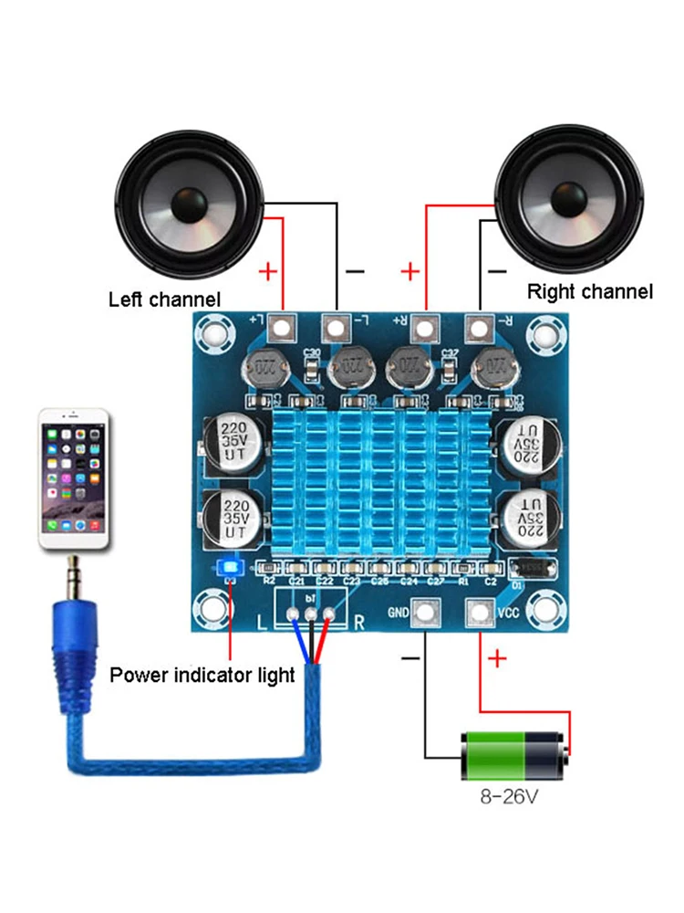 XH-A232 30w+30w Digital Subwoofer Amplifier Module Audio Speaker Dual Channel Board Bass MP3 Power Part Accessory