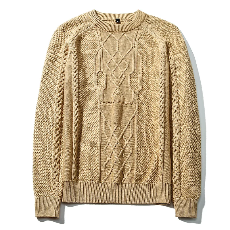 Мужской свитер однотонный пуловер мужской с круглым вырезом мужское зимнее