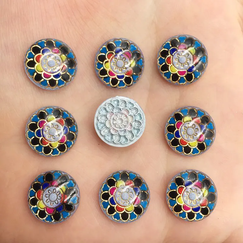 Новинка 75 шт. Круглые разноцветные фотообои из смолы 14 мм Аппликации сделай сам