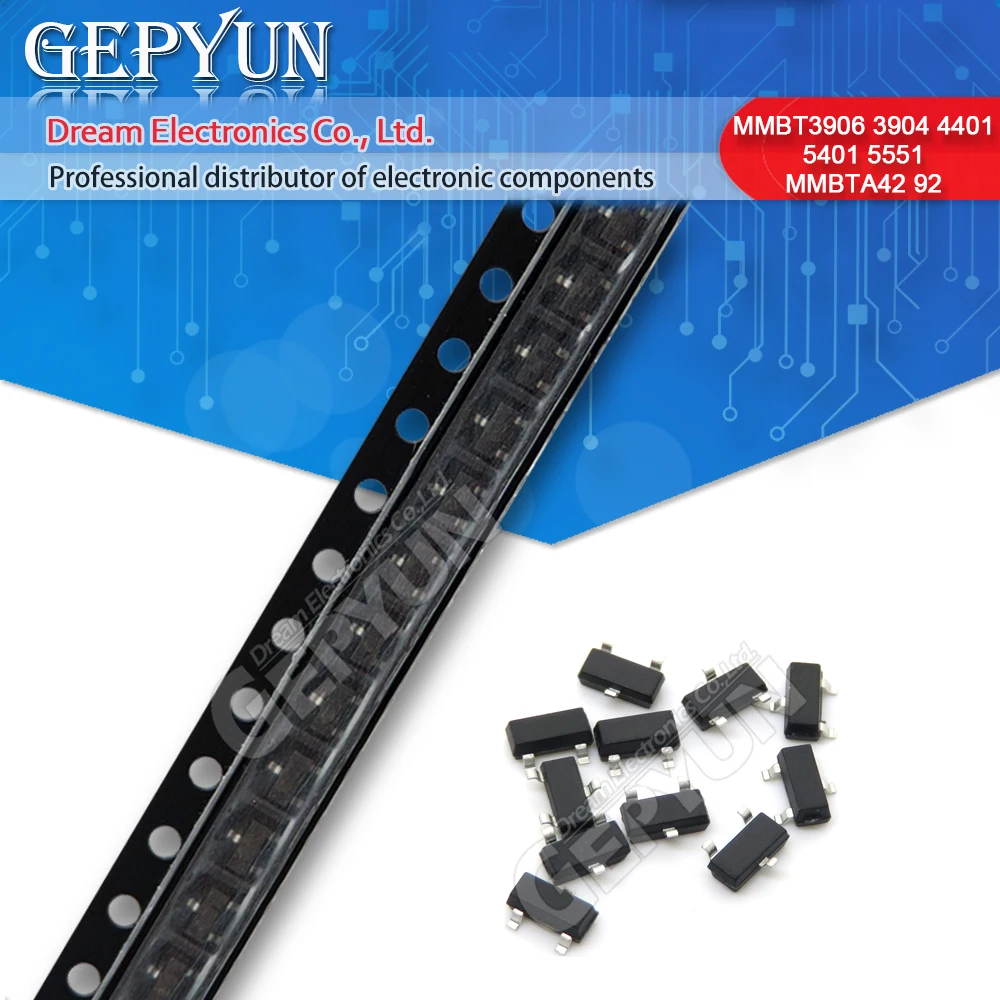 

100PCS MMBT3906 MMBT3904 MMBT4401 MMBT5401 MMBT5551 MMBTA42 MMBTA92 SOT-23 Transistor new and Original