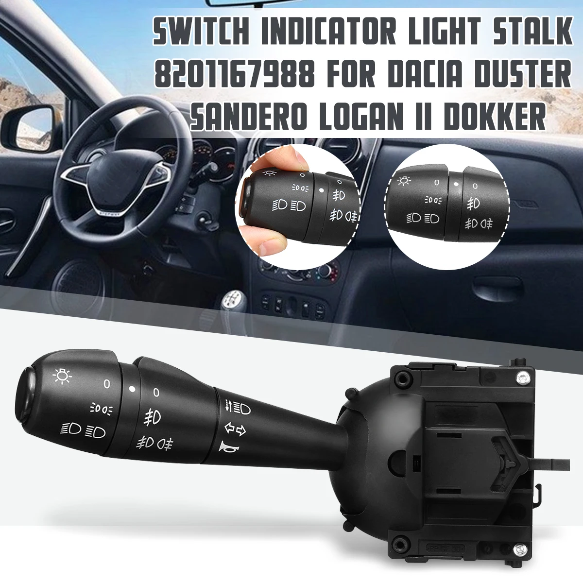 

Car Turn Signal Horn Control Switch 251682 8201167988 681726046R 2554056 for Dacia Dokker Duster Lodgy Logan Sandero