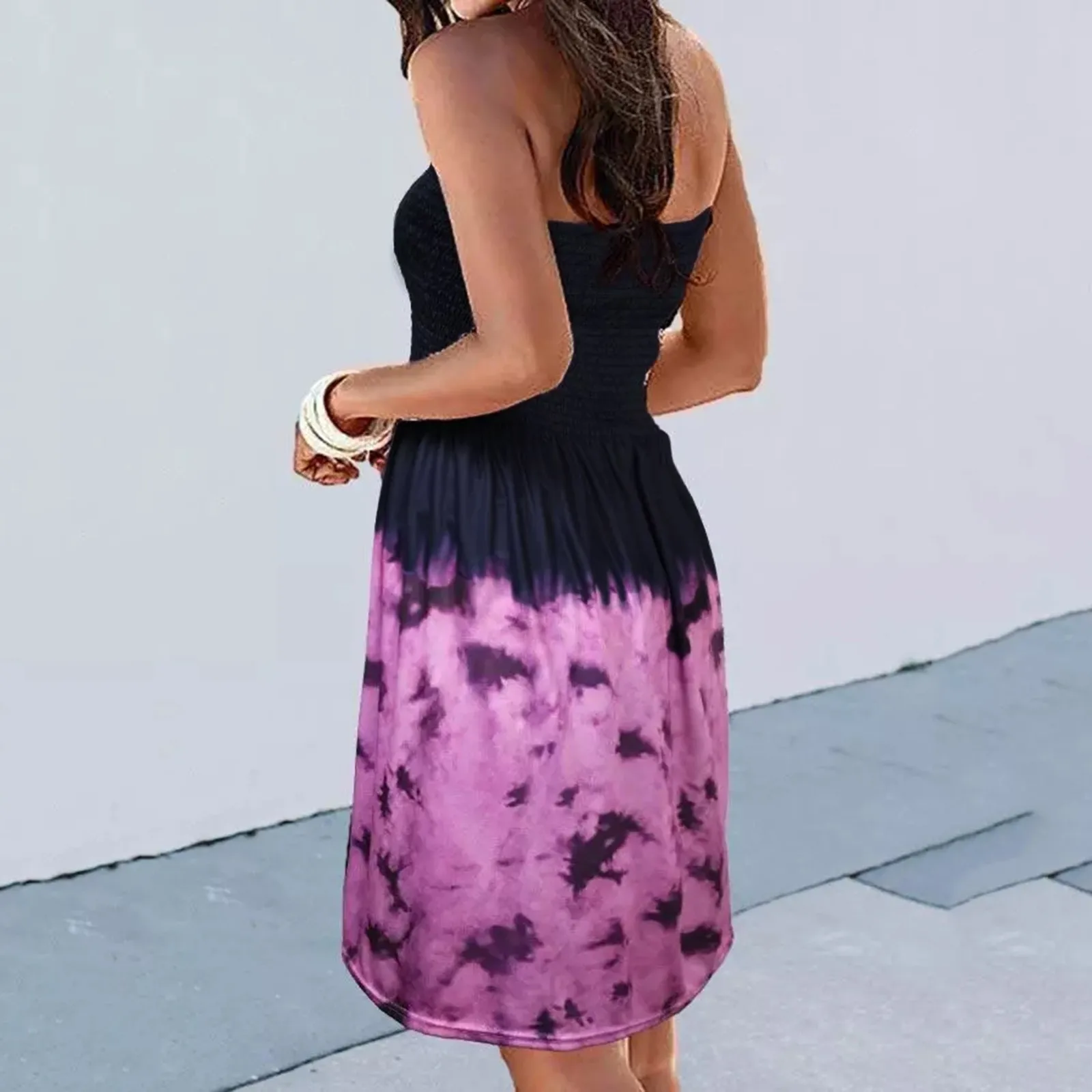 

Bohemian Holiday Dresses Women Positioning Geometric Print Elastic Band Halter Neckline Wrap Dress Midi Beach Dress Vestidos