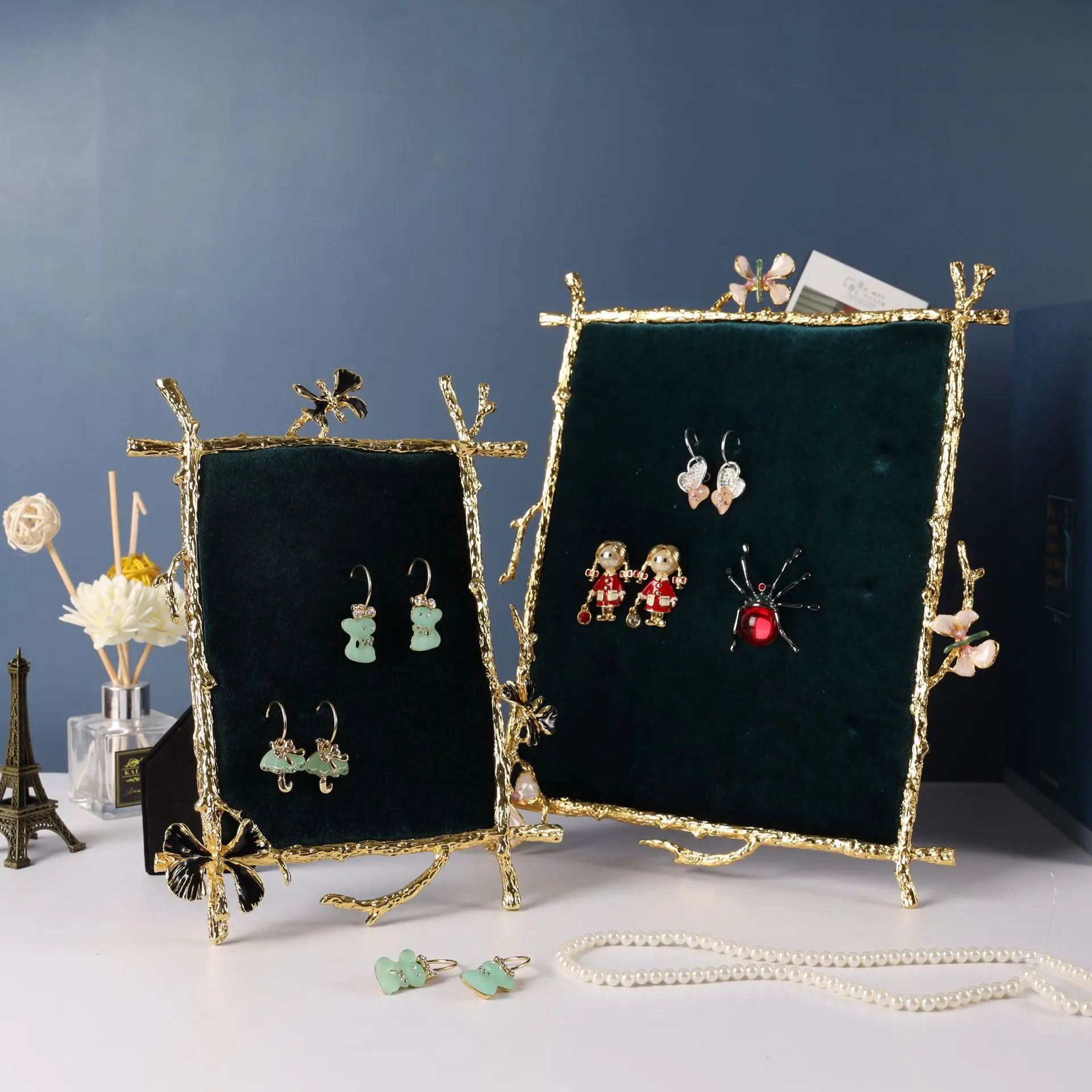 

W & G металлическая фоторамка для ювелирных изделий, демонстрация золотых веток, черных бабочек, стойка для ювелирных изделий, коробка для хр...