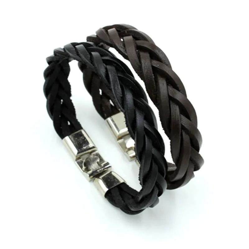 Браслет ручной работы из натуральной кожи для мужчин и женщин элегантный