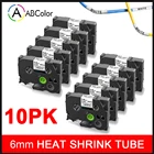 Промышленные ленты 10PK для Brother, , , термоусадочные трубчатые ленты 6 мм9 мм для Brother P touch Label Maker