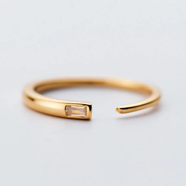 1Pcs Gold B Trusta 925 пробы Серебряное кольцо квадратное CZ обручальные кольца с камнями Размер 5 6 7 Прекрасный подарок для девушек дамские DS1379 - Цвет основного камня: 1Pcs Gold B
