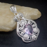 gemstonefactory jewelry big promotion 925 silver glowing pink topaz kunzite women ladies mom gifts necklace pendant 20213561