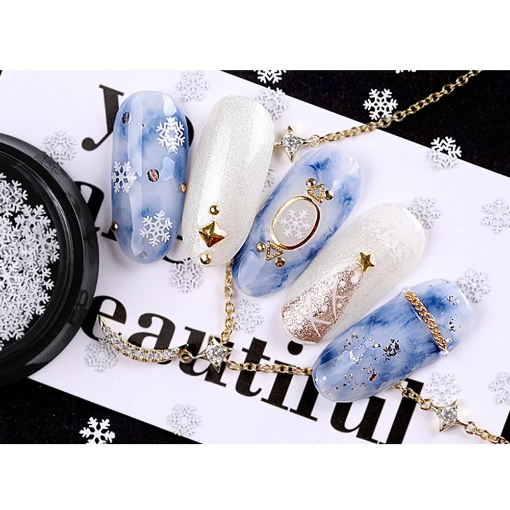 1 Bottle Christmas Nail Art DIY Snowflakes Metal Sequins Winter Snow Iridescent Flakes Decorations For Nails | Красота и здоровье