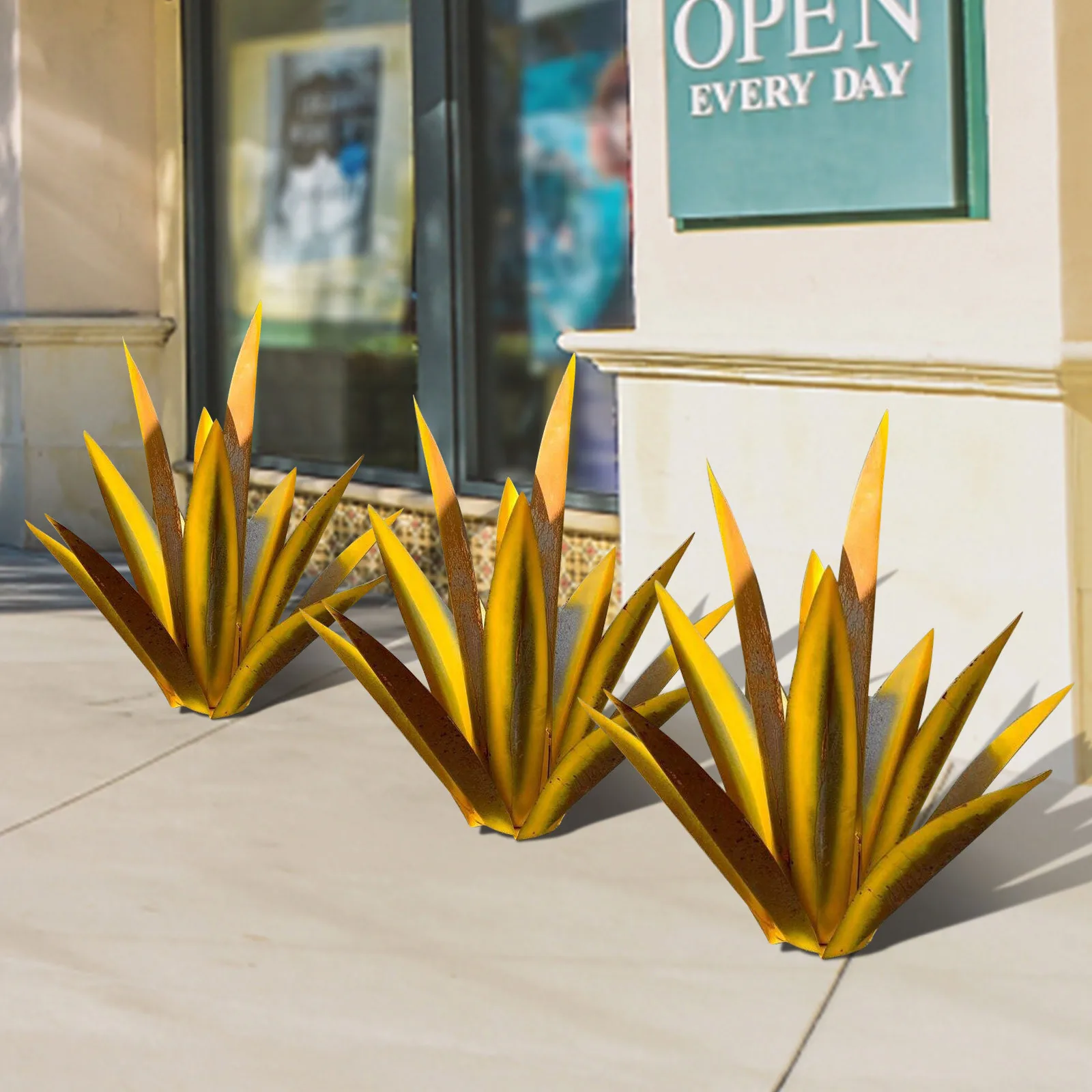

garden decoration outdoor Metal Art Agave Country Sculpture Garden Yard Sculpture Home Decoration 9 leaves 25 inches jardinage