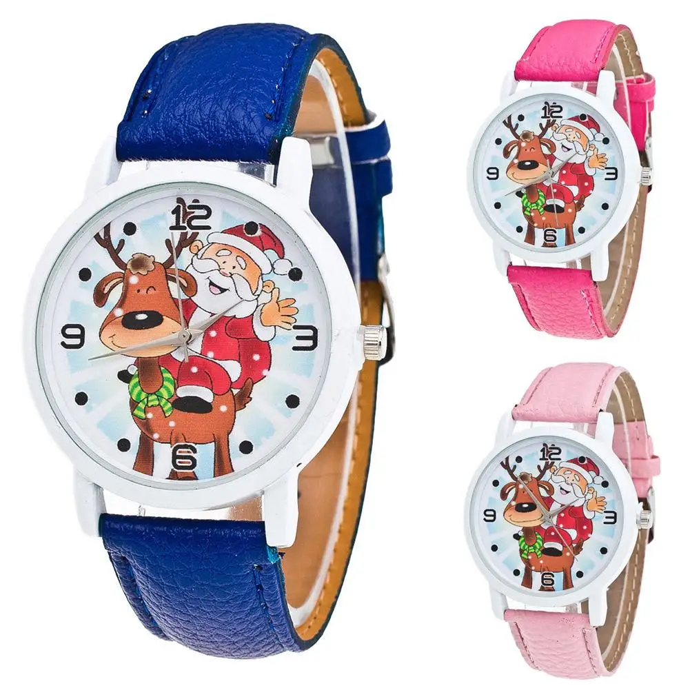 Милая искусственная кожа для детей Санта Клаус унисекс аналоговый кварцевый