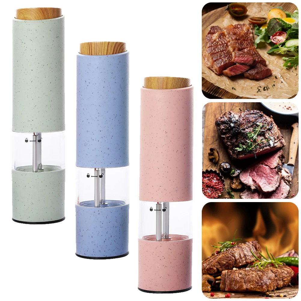 

Pepper Grinder Wheat Straw Salt and Pepper Mill with Adjustable Coarseness Easy Operation Spice Mill for Home Kitchen Green ABS