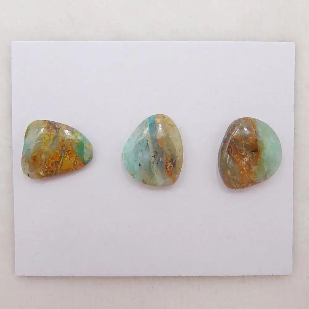 

Wholesale gemstone 3 PCS Natural Blue Opal fashion jewelry necklace Cabochons,14x16x4mm15x14x3mm3.5g