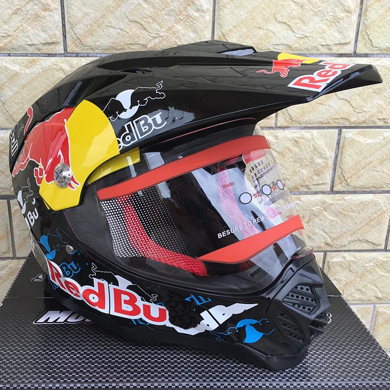 Мотоциклетный шлем черного цвета защитный для мотокросса взрослых