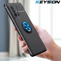 keysion shockproof case for xiaomi mi 11t 11t pro 5g soft silicone ring stand phone back cover for mi 10t pro 10t lite 5g