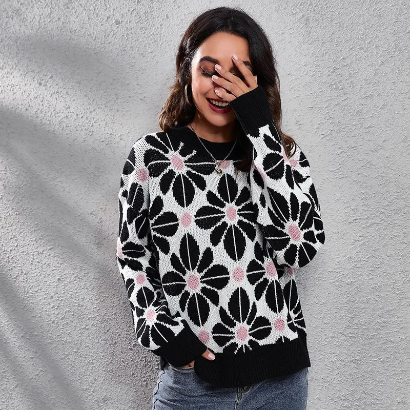 

Модный женский свитер с узором, дешевый Стильный вязаный свитер, пуловер, винтажный Топ, женский сексуальный шикарный женский свитер