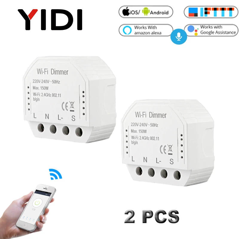 2 pcs Умный Wi-Fi выключатель модуль светильник светодиодный диммер RF беспроводной голосовой пульт дистанционного управления смарт-приложение светильник 1 2 Переключатель - Цвет: 2 pcs