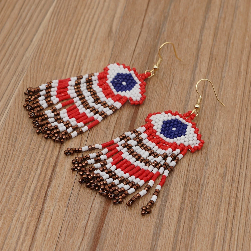 

Go2boho Lucky Eye Earring For Women Jewellery Handmade Beadwork Fringed Ear Ring 2021 Trendy Jewelry Turkish Evil Eye Earrings