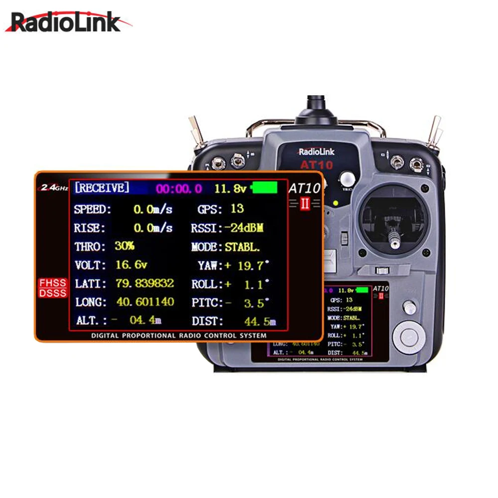 RadioLink AT10II 2 4 ГГц 10CH передатчика радиоуправляемой модели к компьютеру с R12DS