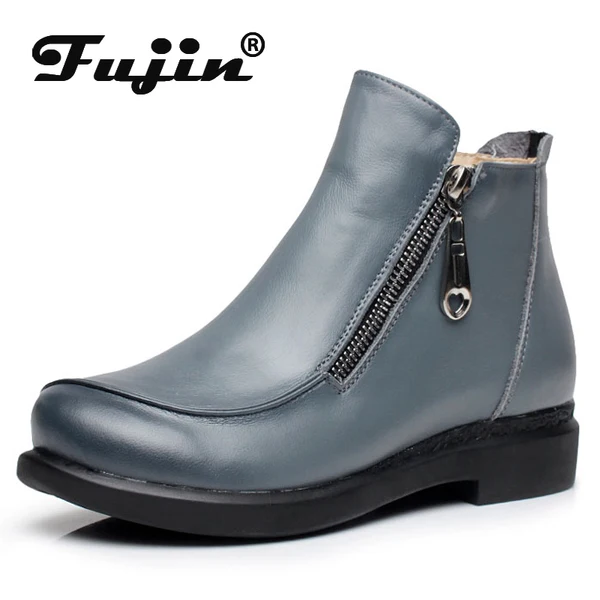 Fujin/зимние ботинки женские на молнии без застежки ботильоны из мягкой