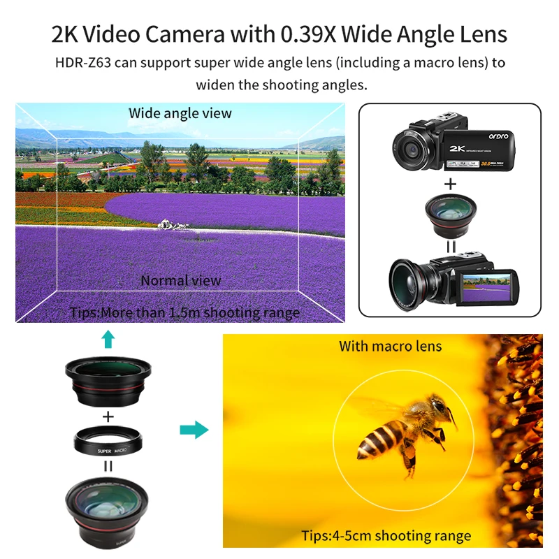 ORDRO Z63 видеокамеры Видео Камера ИК Ночное видение Full HD цифровая камера с Wi Fi