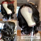 Бразильские короткие парики боб из натуральных волос на фронтальной сетке для женщин, предварительно выщипанные волосы с детскими волосами, волнистые волосы, короткий парик Боб