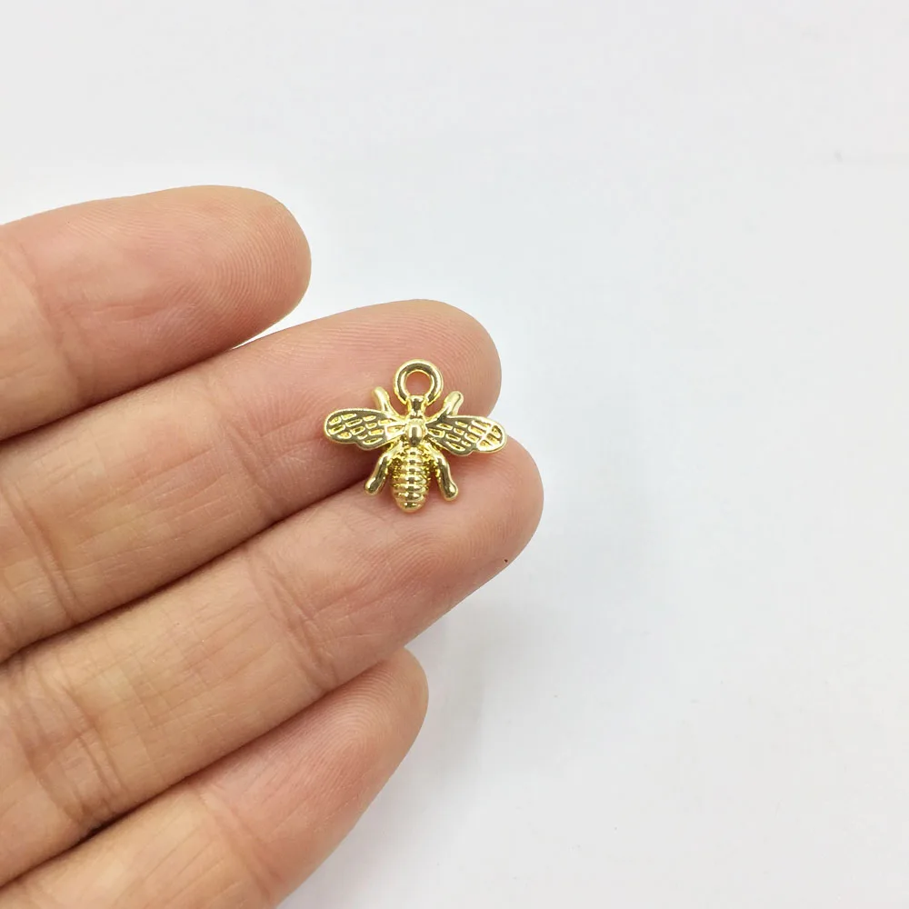 Eruifa 20 шт. 15*10 мм позолоченная/серебряная пчела цинковый сплав Подвески ювелирные