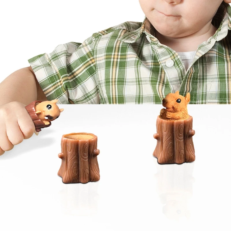 

Squeeze Squirrel Cup Children Toy Evil Decompression Tree Stumps Silicone Fidget Toys Miniature Telescopic Pen Holder