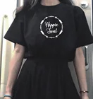 Хиппи душа забавная футболка для женщин женская футболка в стиле Харадзюку, Shrot рукавом Свободные черный живет материя рубашка белая футболка женская футболка