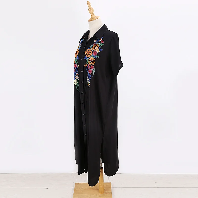 

Embroidery Kaftan Beach Tunic Cotton Beach Cover up Saida de Praia Swimsuit