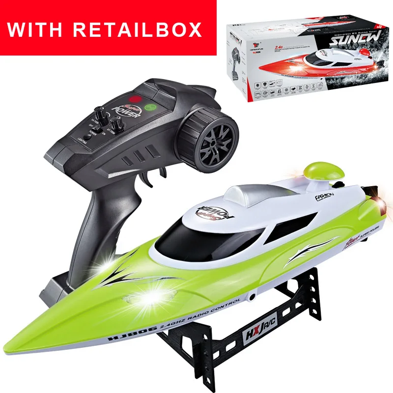 Green Retail Box Радиоуправляемая лодка Высокая скоростная лодка HJ806 2,4 ГГц 4 канала 35 км/ч гоночный флип Водонепроницаемый пульт дистанционного управления 200 м дистанционное управление игрушки - Цвет: Green Retail Box
