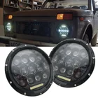 Фары головного света, 7 дюймов, светодиодные, с ближнимдальним светом, ДХО, ангельские глаза для внедорожников, Lada Niva Urban, Jeep Wrangler, Suzuki Samurai, 2 шт.