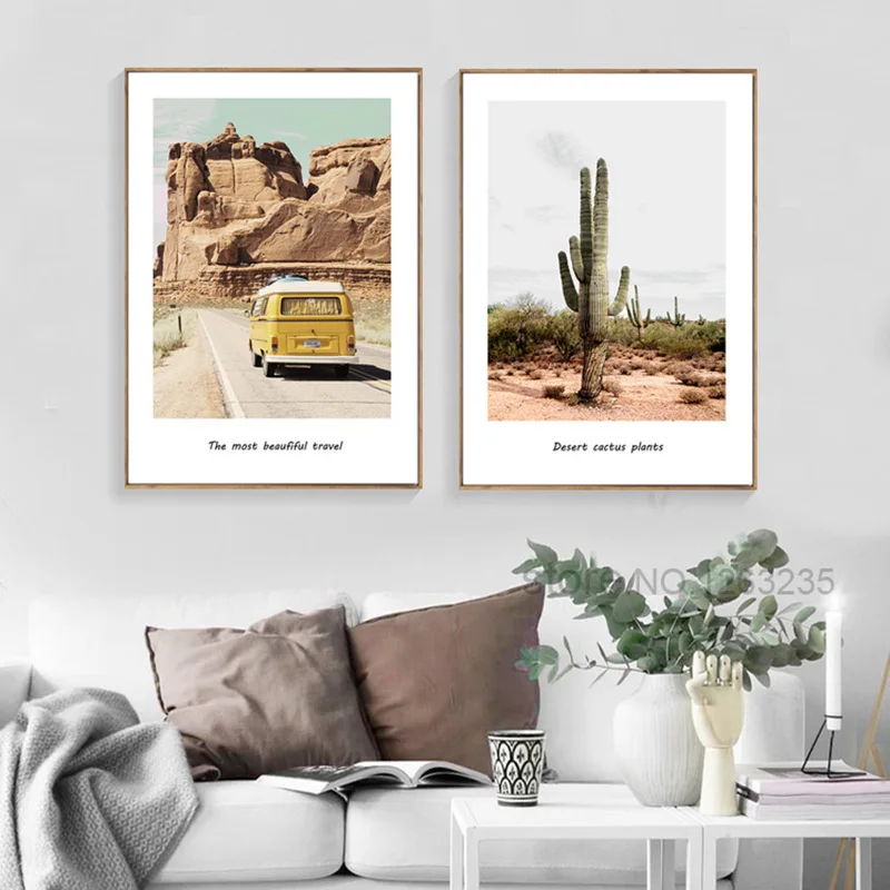 Кактус дорожные художественные принты скандинавский постер цитата Настенная