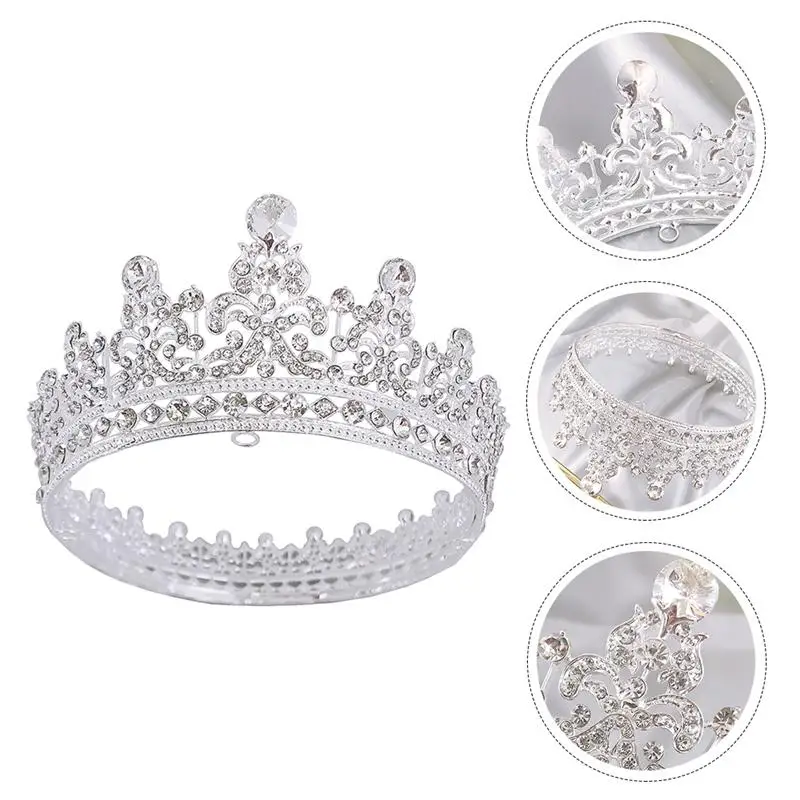 

1pc Elegant Bride Headdress Shiny Crown Headdress Wedding Crystal Headdress
