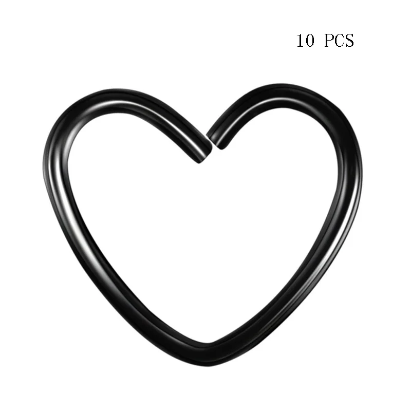 

2021 Punk 10Pcs Stainless Steel Piercing Earrings Heart Shaped Cartilage Ear Studs Lip Nose Rings Jewelry Piercing Body Jewelry