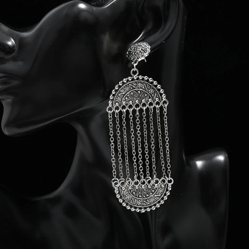 Женские Висячие серьги оверсайз классические овальные с металлической