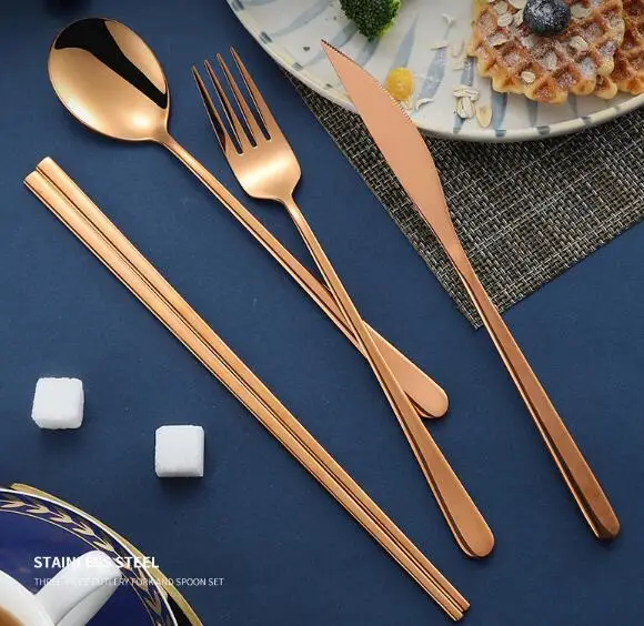 Набор столовых приборов из нержавеющей стали с длинной ручкой корейский стиль
