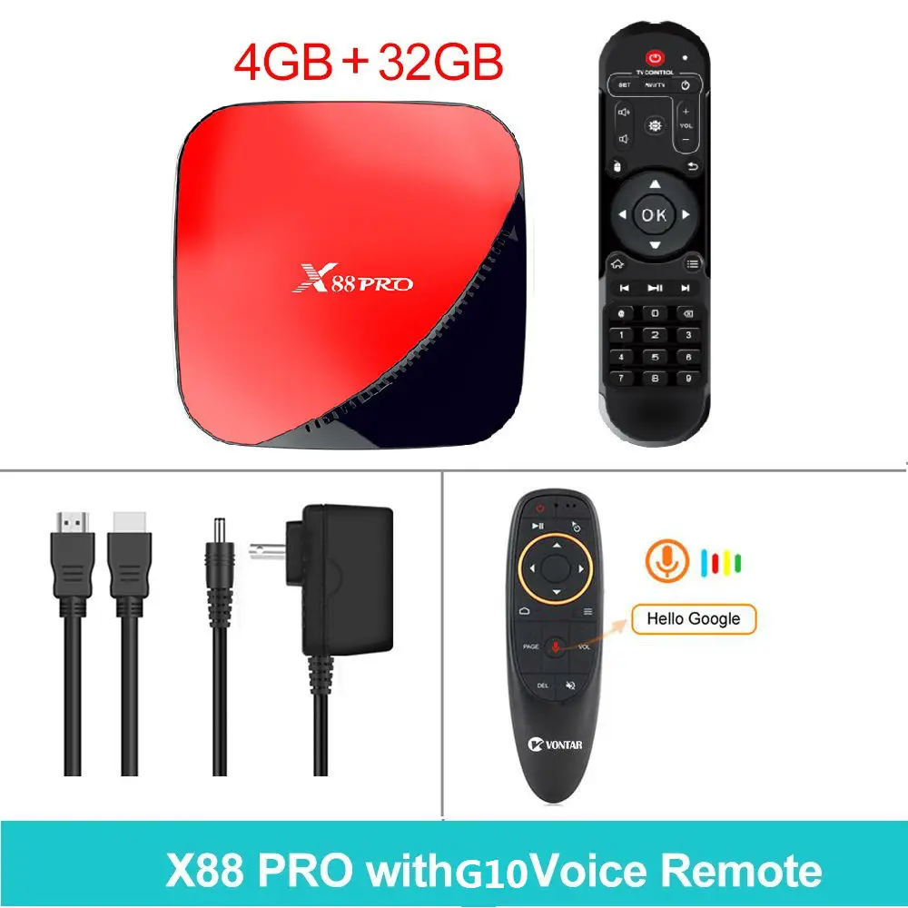 X88 pro Android 9,0 Smart tv Box 4 Гб ram 64 Гб ROMA 128 Гб Rockchip RK3318 5G Wifi 4K HD телеприставка медиа-проигрыватель google YouTube - Цвет: 4GB32GB Voice Remote