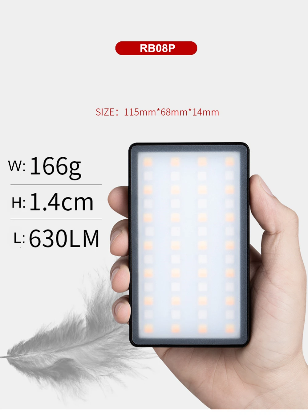 VILTROX мини-видео светодиодный светильник Weeylife RB08P RGB 2500-8500K Портативный заполняющий светильник Встроенный аккумулятор для студийной съемки камеры телефона