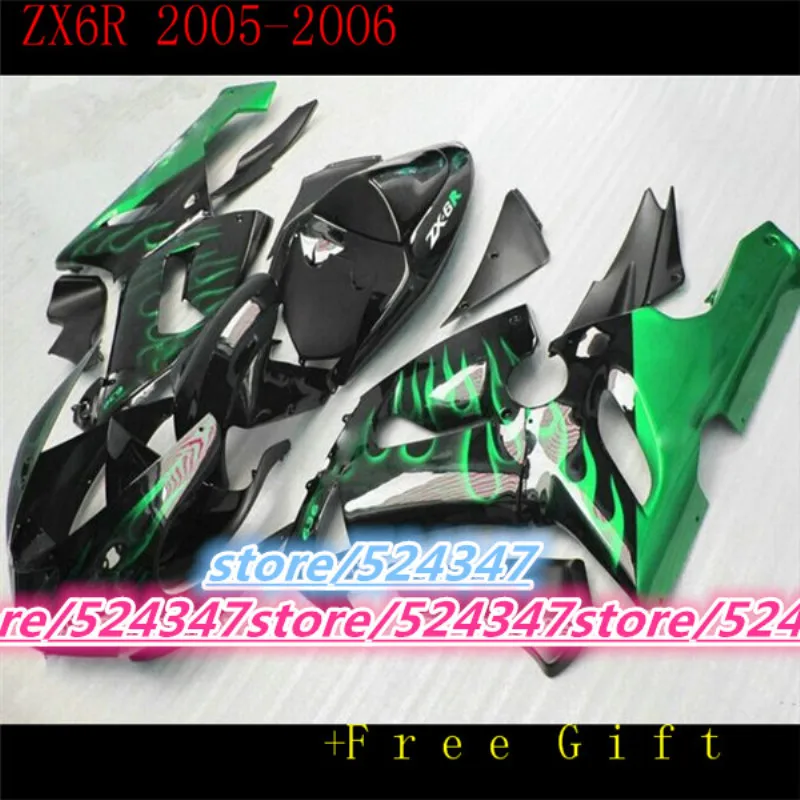 

Injection fairing kit For NINJA ZX 6R 636 05 06 ZX-6R 05-06 ZX6R 2005 2006 ZX 6R 05 06 Green black fairings