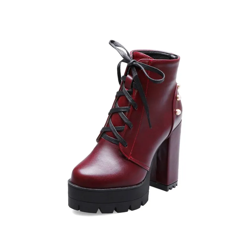 Женские ботильоны с перекрестными ремешками водонепроницаемые ботинки жемчугом