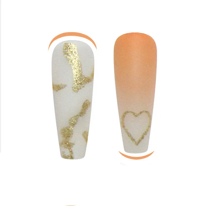 

24 шт./корт. Очаровательные градиентные оранжевые длинные накладные ногти для балета прессованные на квадратной головке, полное покрытие, съемные стойки