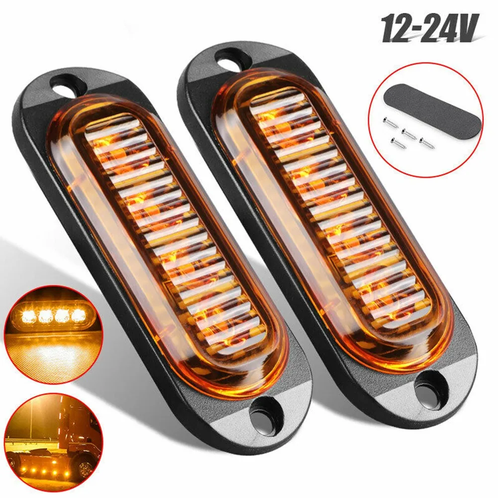 

2pcs Yellow LED Car Side Marker Light Indicator Lamp Clearance Light Indicator Truck Trailer 12V/24V Car Lights Reaplacement