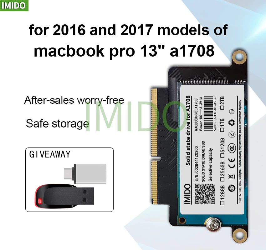 

NEW A1708 Laptop SSD 128GB 256GB 512GB for Macbook Pro Retina 13.3" 2016 2017 Year 1708 Solid State Disk PCI-E EMC 3164 EMC 2978