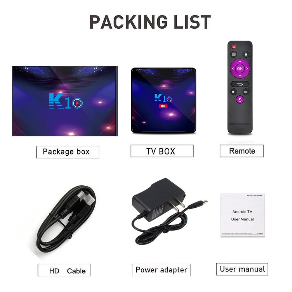 

New Smart TV Box K10 Android 9.0 S905X34GB RAM 32GB 64GB 128GB 2.4G 5G Wifi 1000M LAN Bluetooth 4K Network Set-Top Box