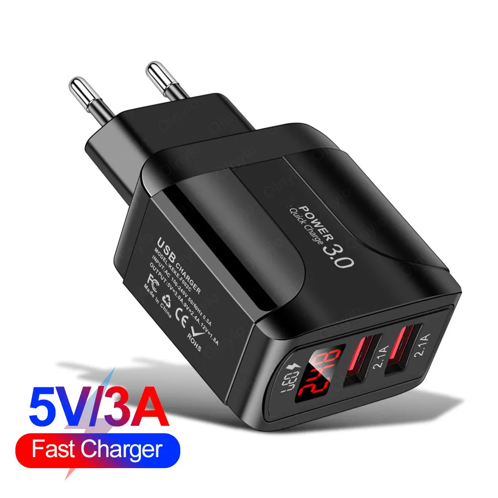 Цифровой Дисплей для мобильного телефона зарядное устройство 3 порта USB 3A смарт